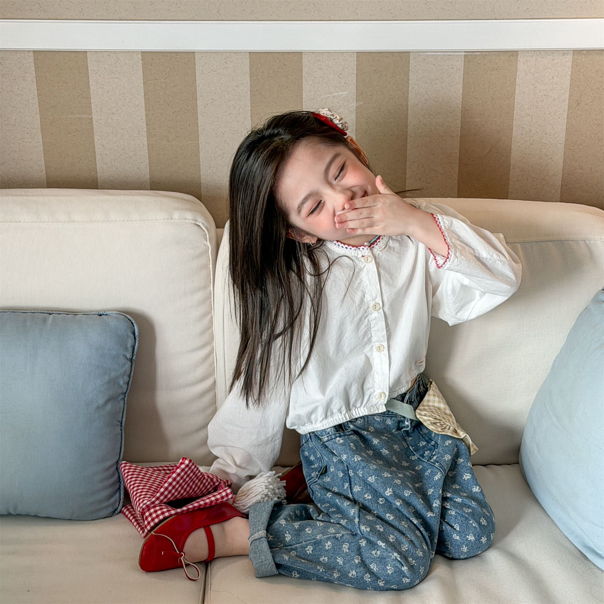 Baby & Kids Denim Flower Pants