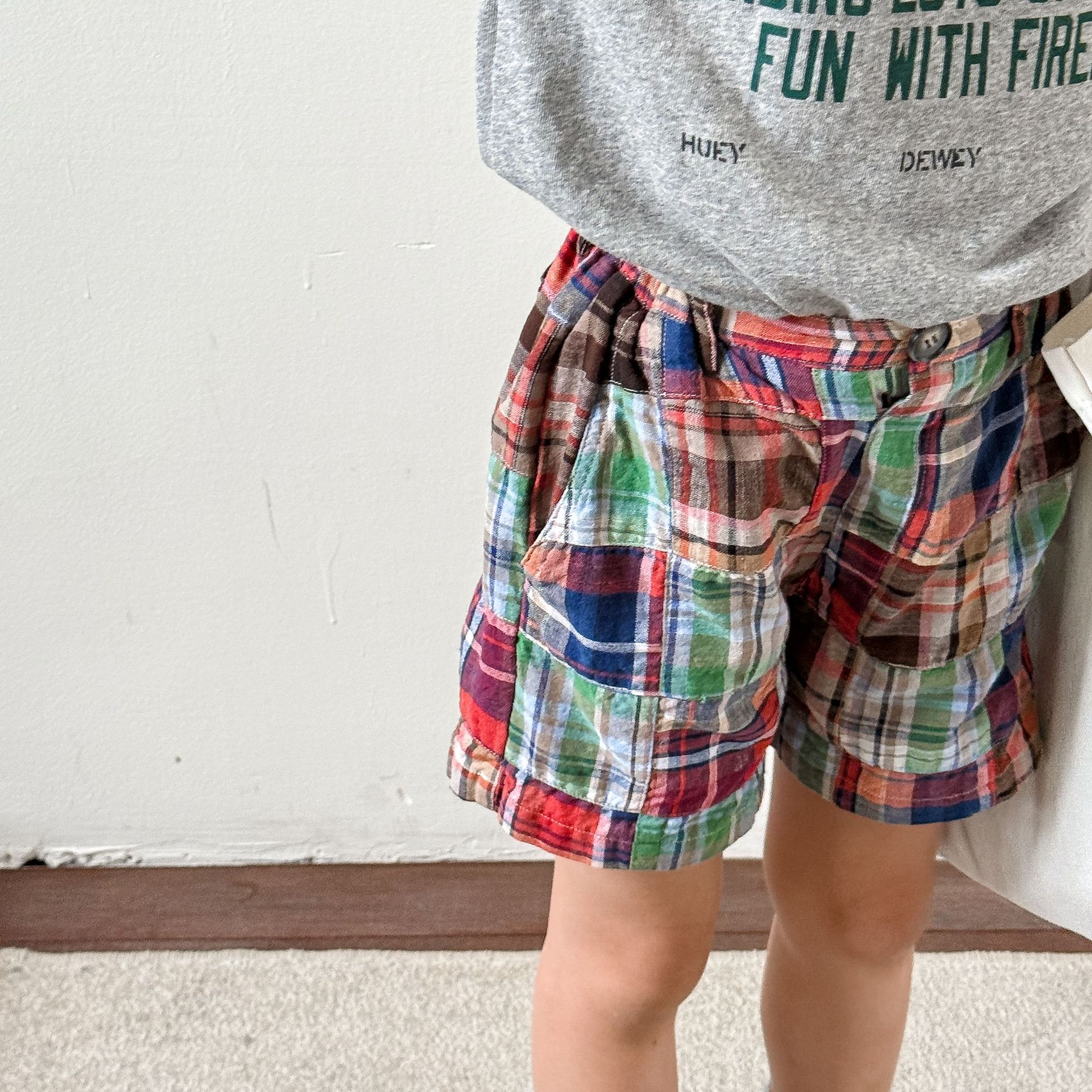Kids Colorful Plaid Shorts (12M-9Y）