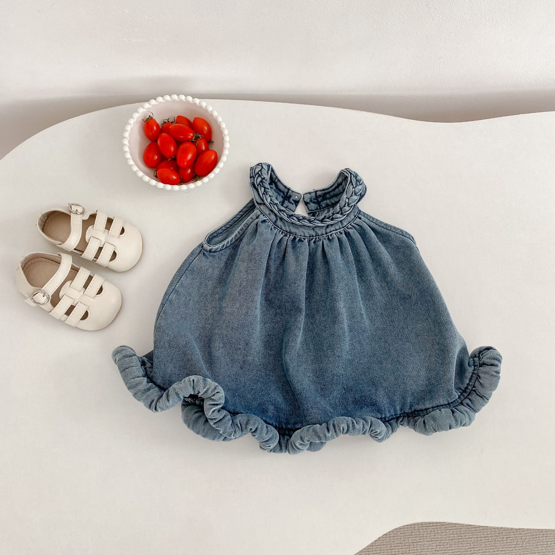 Baby & Kids Woven Denim Halter Top and Pants Sets