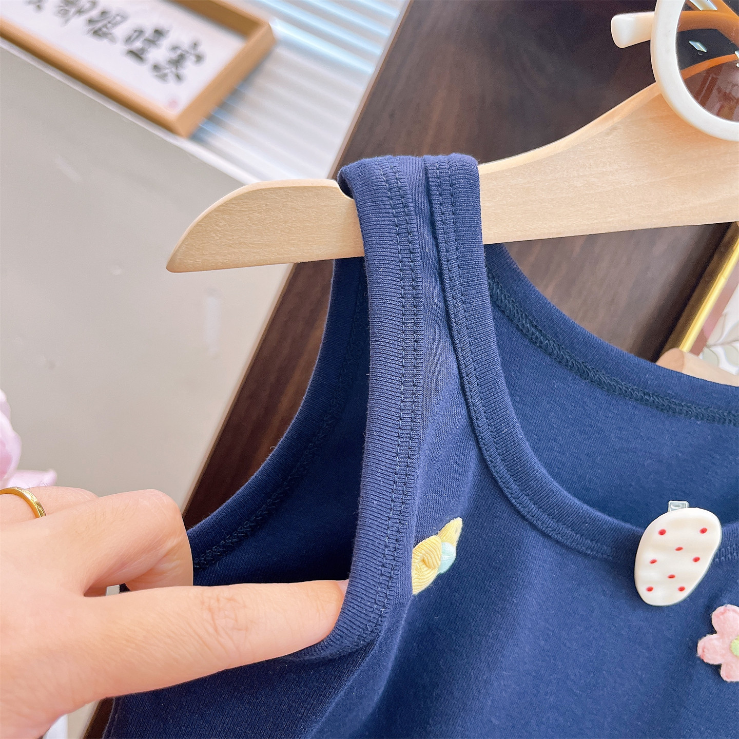 Baby& Kid Cartoon Vest Top and Striped Skirt Set