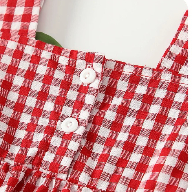 Kids Strawberry Camisole Plaid Top and Denim Shorts Sets