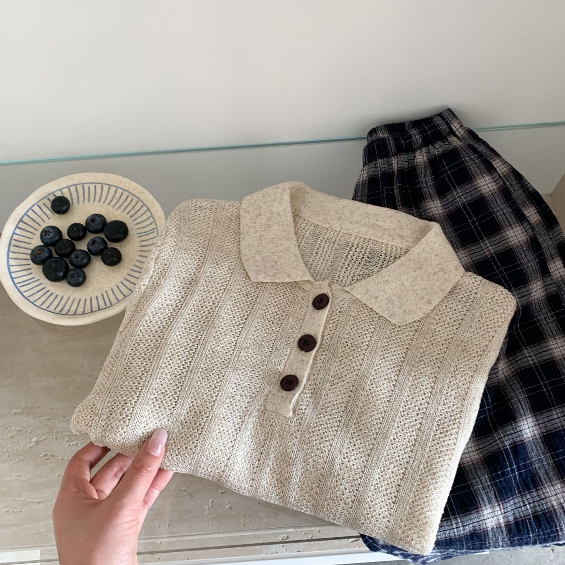Kids Knitted Short Sleeved Polo T-shirt