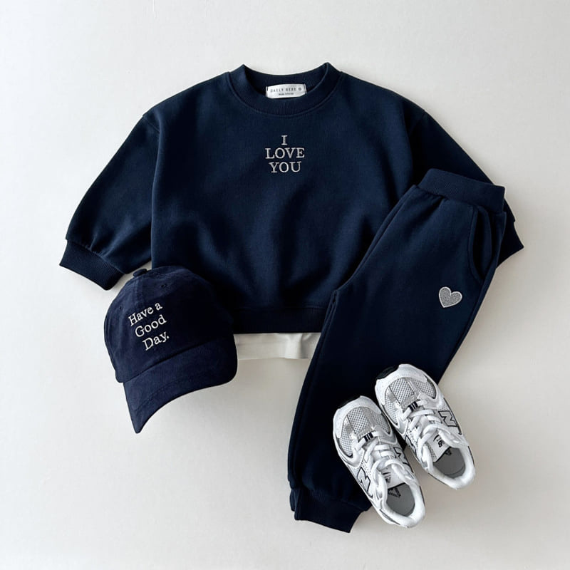 I LOVE YOU Embroidered Sweatshirt Pants Set