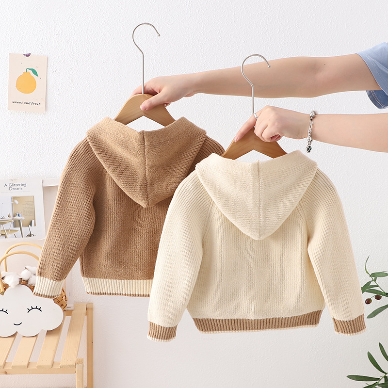 Kids Ribbed Bear Hooded Sweater