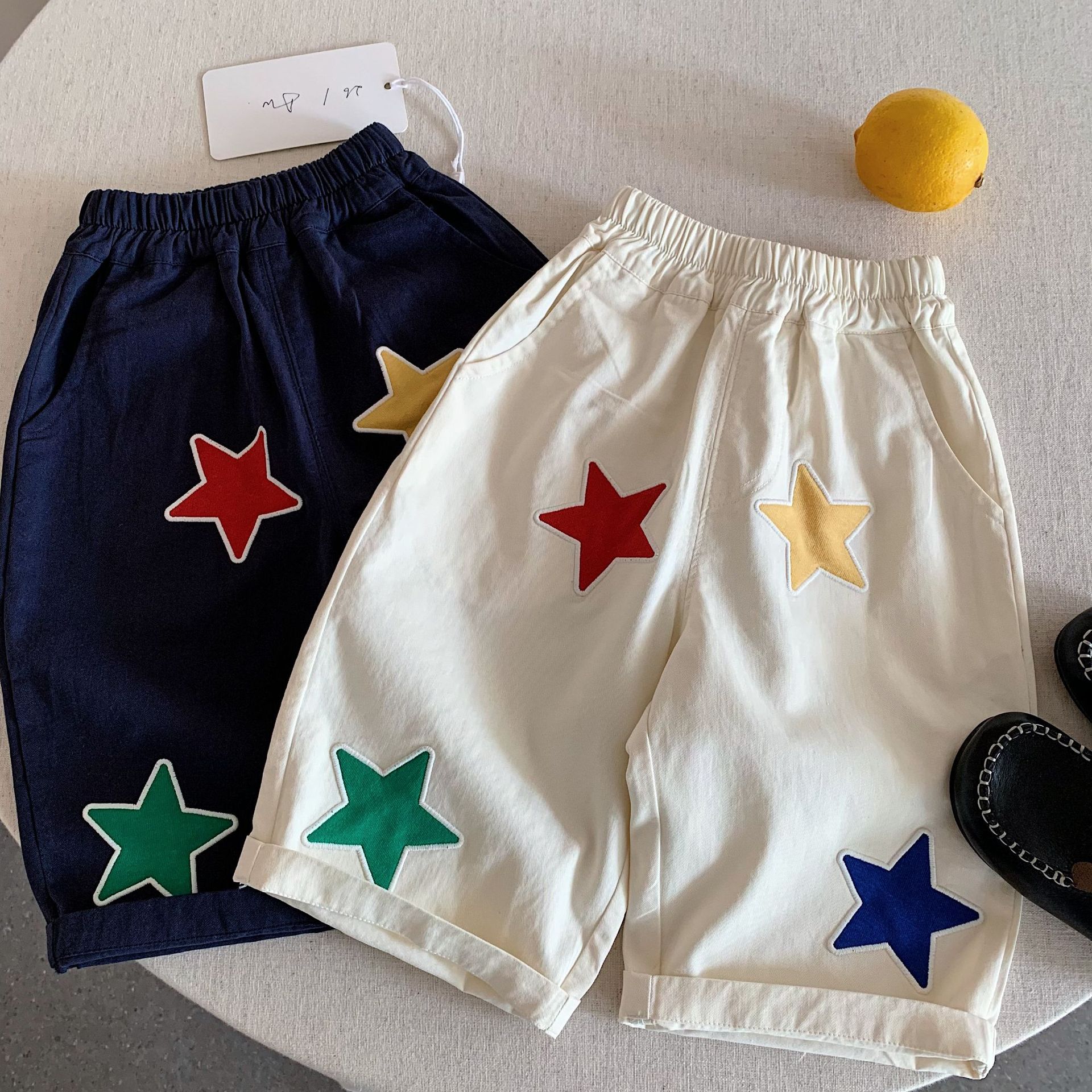 Kids Colorful Stars Applique Embroidery Pants