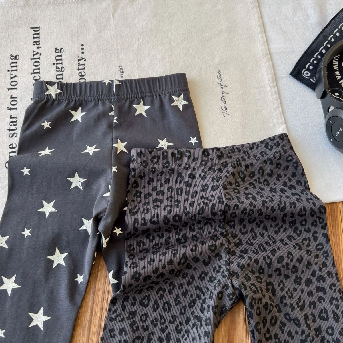 Kids Star Leopard Print Base Layer Pants