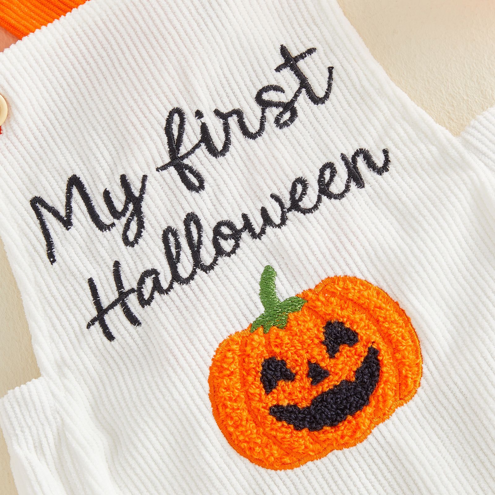 Baby Pumpkin Ghost Embroidery Romper