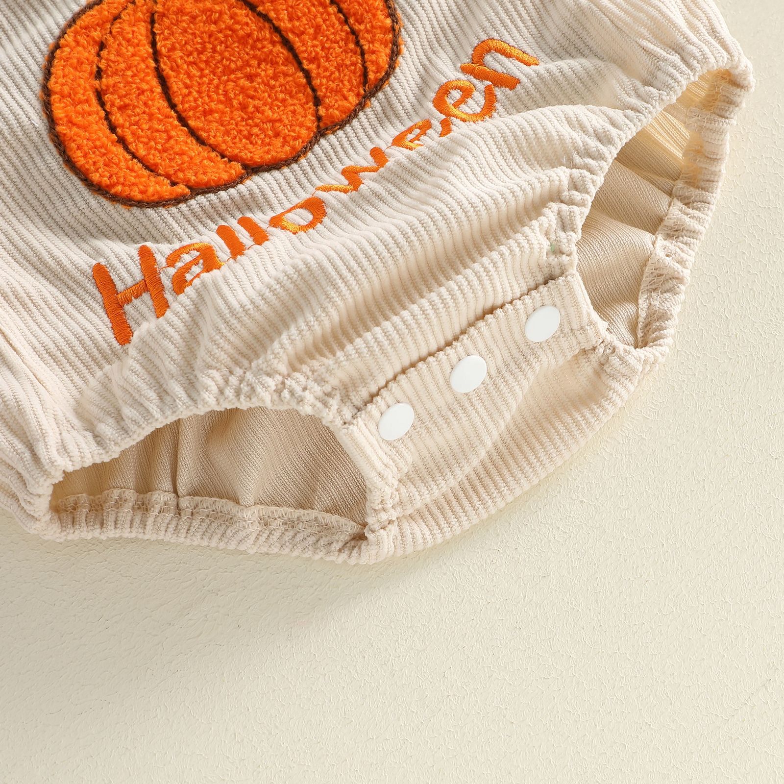 Baby Pumpkin Embroidery Waffle Onesie