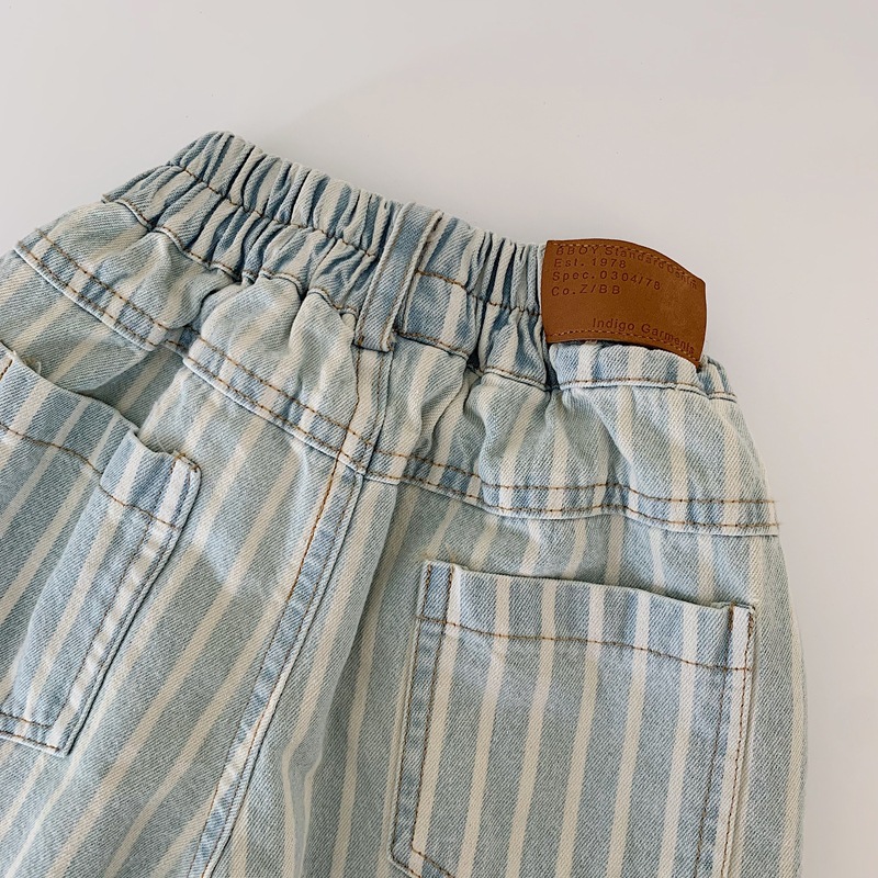 Kids Stripe Loose Denim Pants