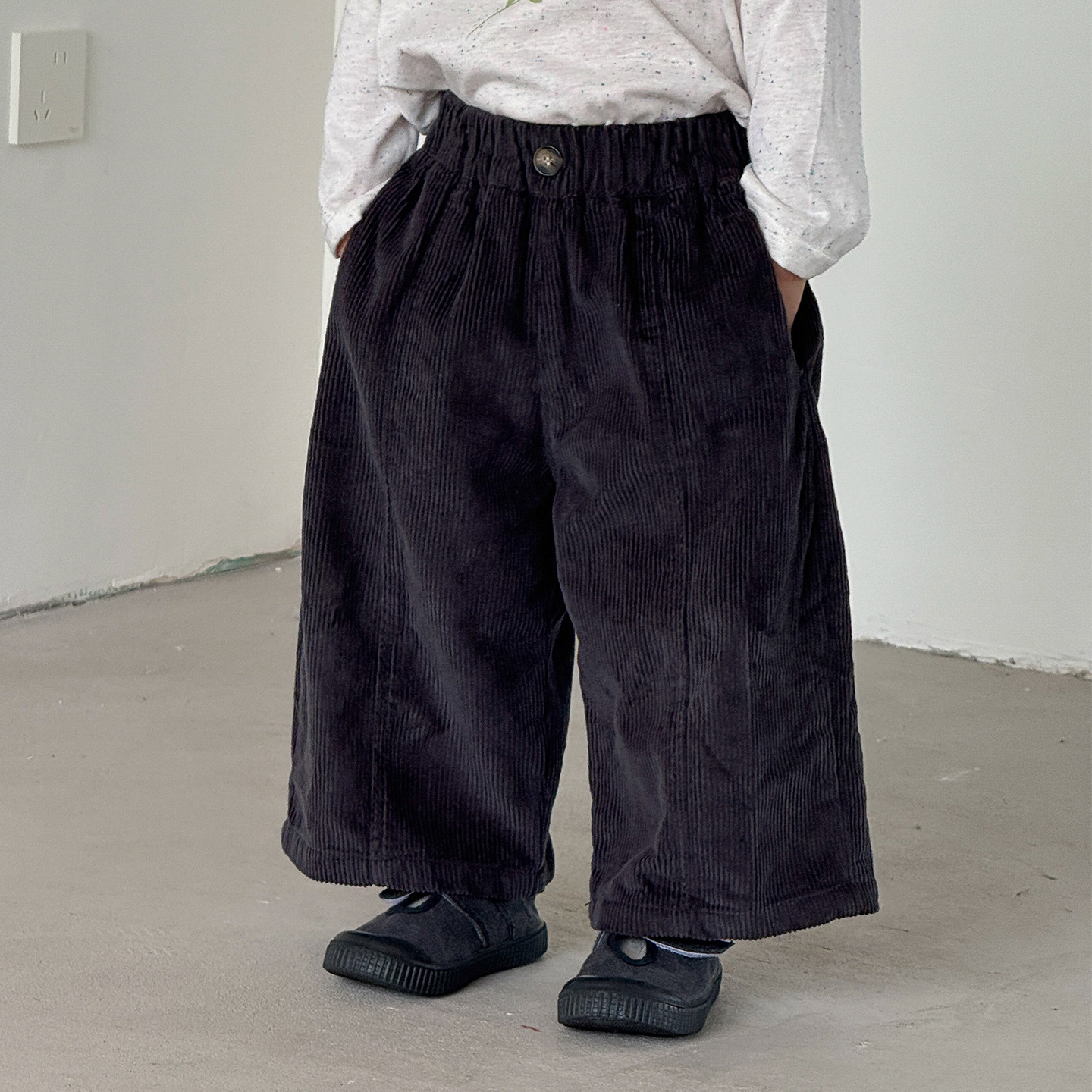 Kids Solid Color Corduroy Pants