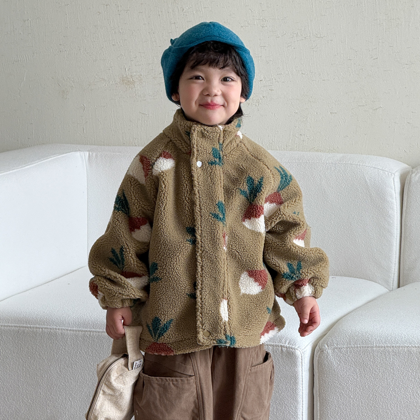 Kids Fruit Food Print Lambswool Outerwear