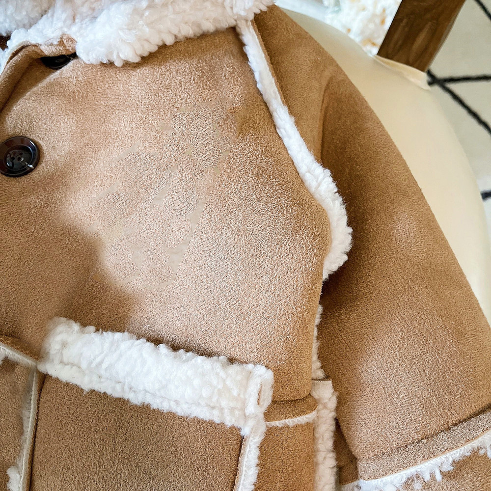 Kids Retro Fleece Lined Lambswool Hooded Outerwear