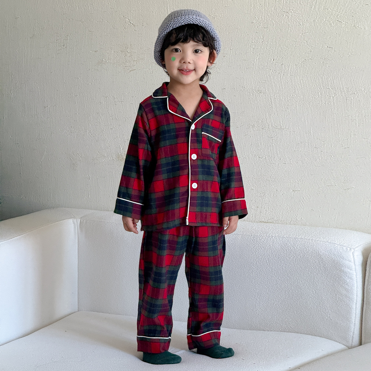 Kids Christmas Checkerboard Pajamas 2-Piece Set Or Dress