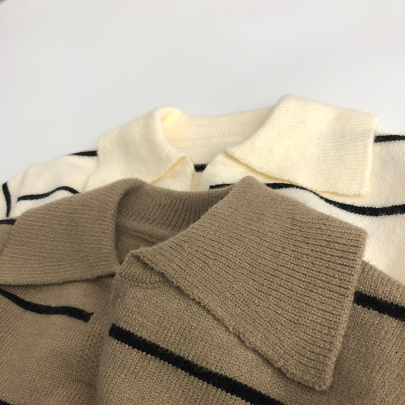 Toddler Striped Lapel Sweater