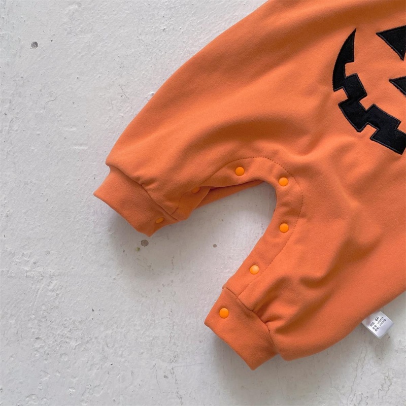 Baby Halloween Pumpkin Print Romper （Includes hat）
