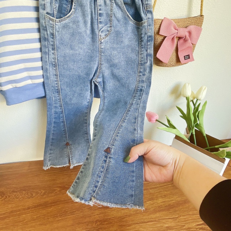 Baby Toddler Girls Striped Sweatshirt & Jeans 2-Piece Set