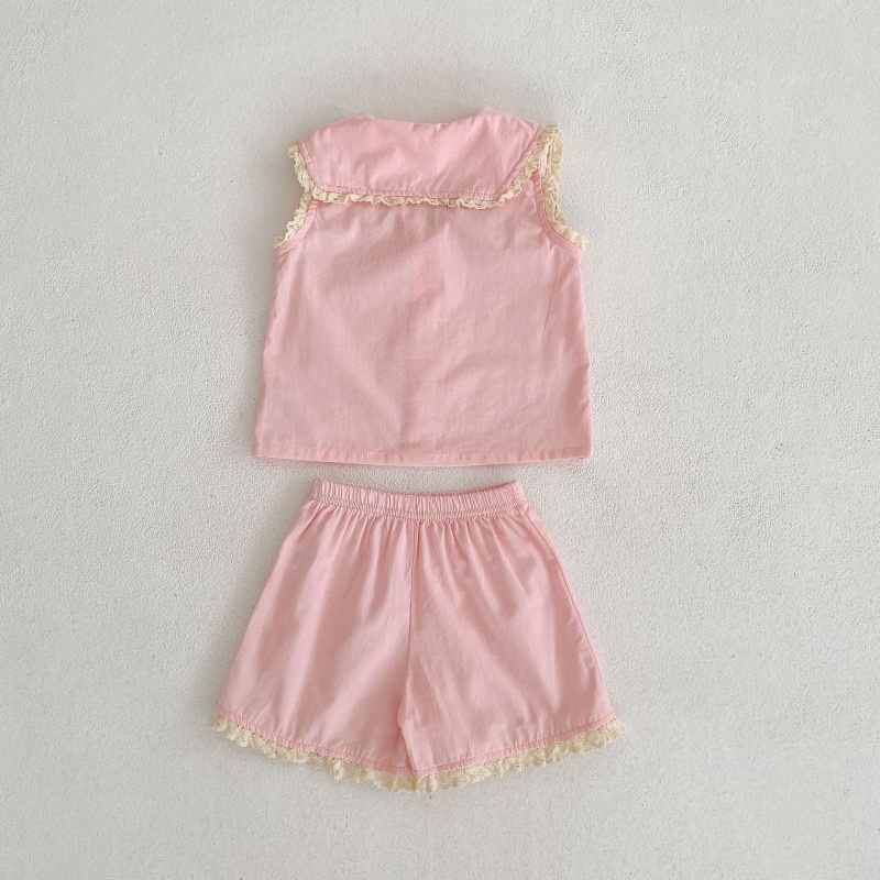 Baby Toddler Lace Patchwork Tank Top and Shorts 2-Piece Set