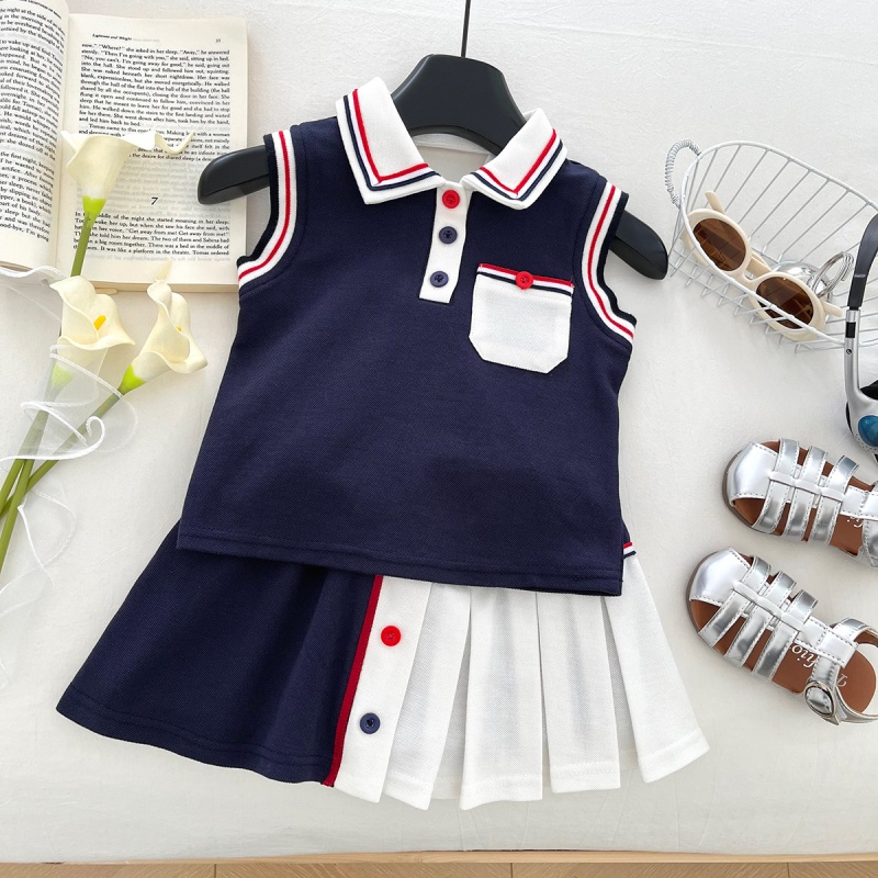 2-Piece Kid Girl School-Style Sleeveless Top and Pants Set