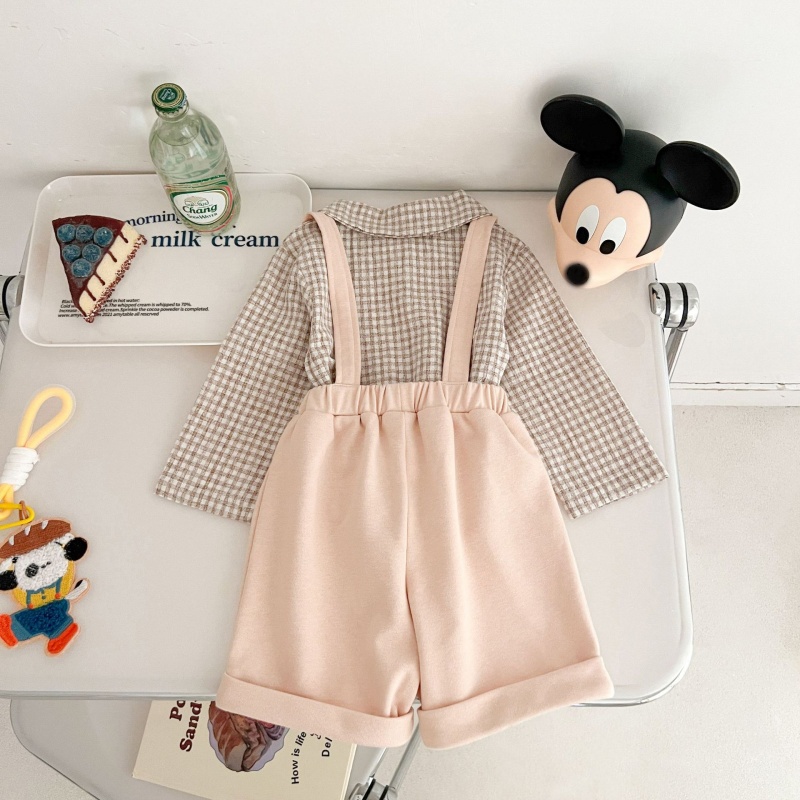 Baby doll collar shirt & workwear overall