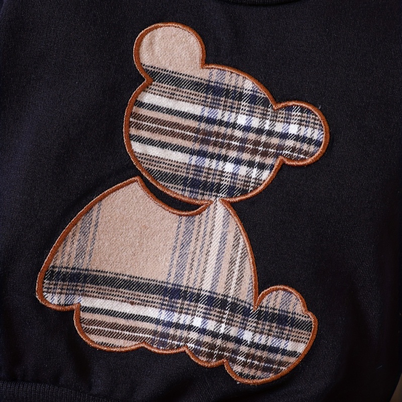 2-Piece Plaid Bear Baby Newborn Sweatshirt Set