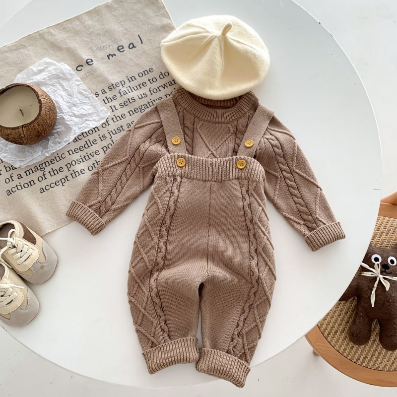 Baby Sweater Overalls Set