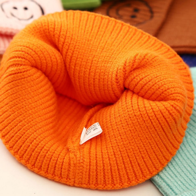 Baby Solid Color Smiley Knit Hat