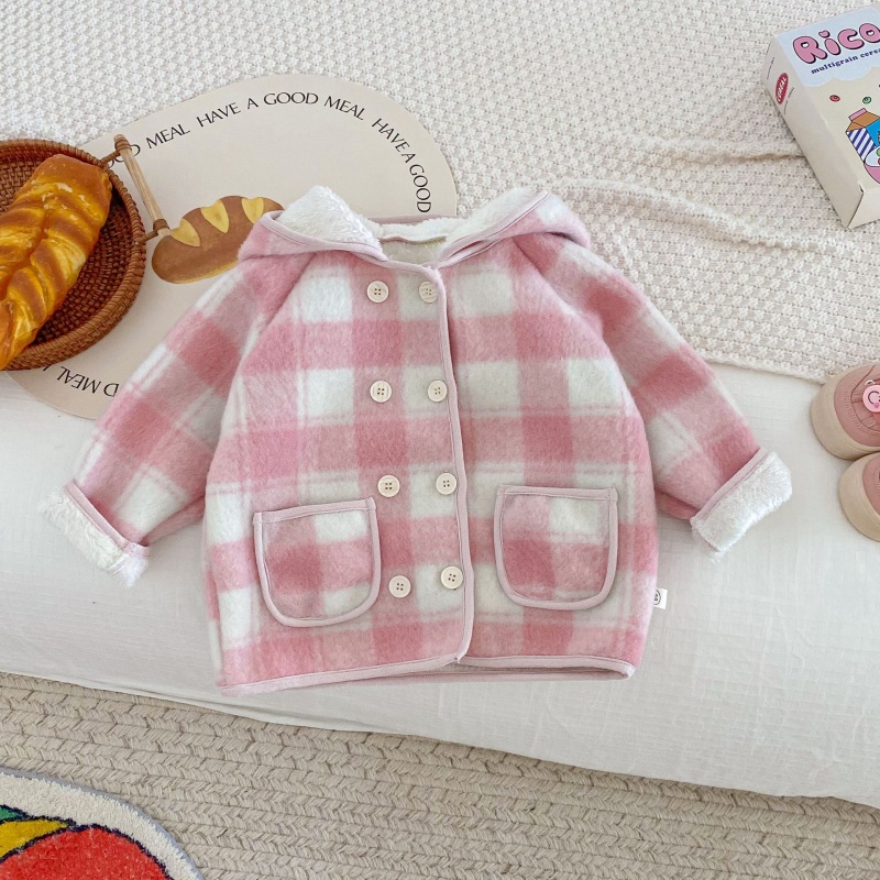 Baby Toddler Pink Girls Plaid Padded Coat