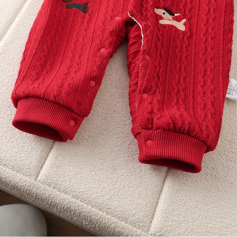 Baby Dog Print Sweater Double Layer Romper