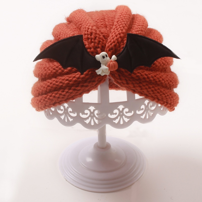 Baby Halloween Pumpkin Bat Knitted Hat