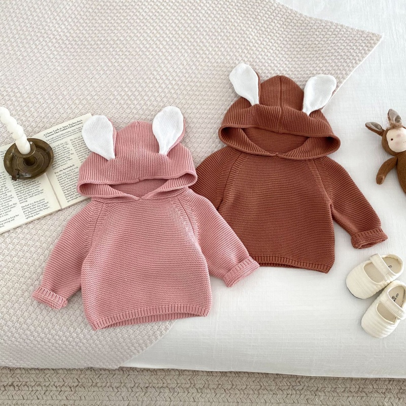 Baby Toddler Rabbit Ear Hooded Knitted Top