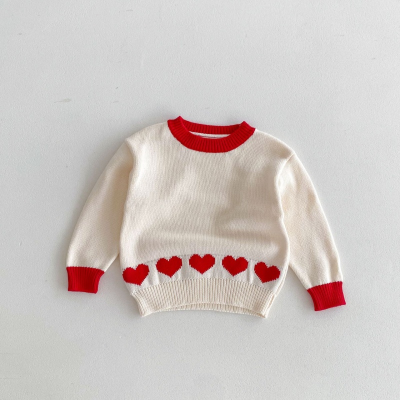 Baby Toddler Girls Heart-Print Color-Block Sweater