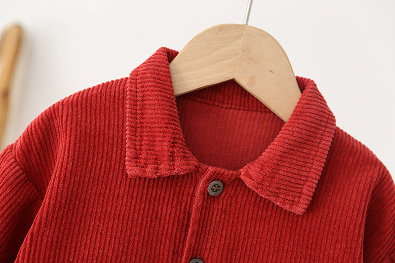 Baby Solid Color Corduroy Cargo Romper