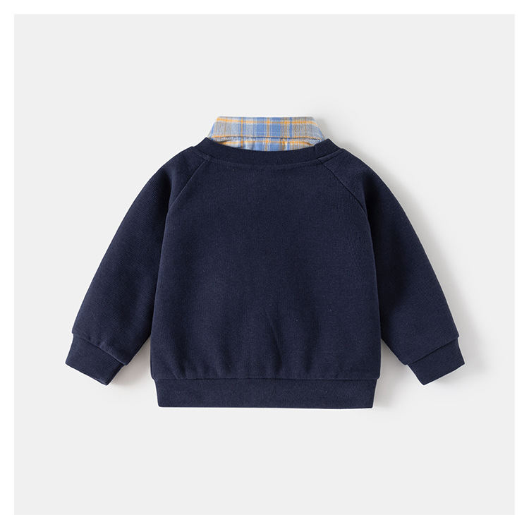 Baby Kids' Boy Bear Check Patchwork Top