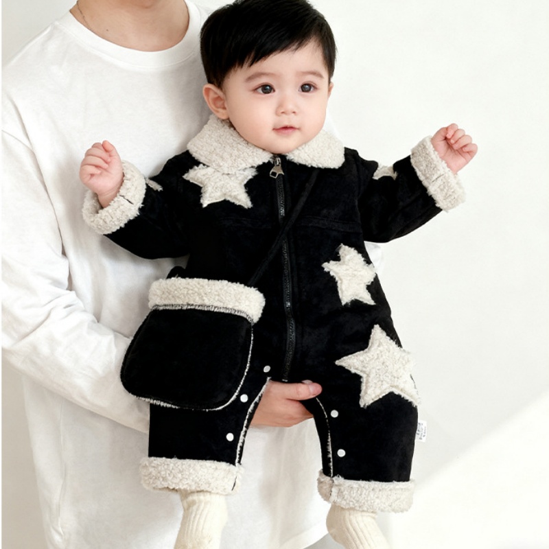 Baby Five-Star Print Fleece Romper