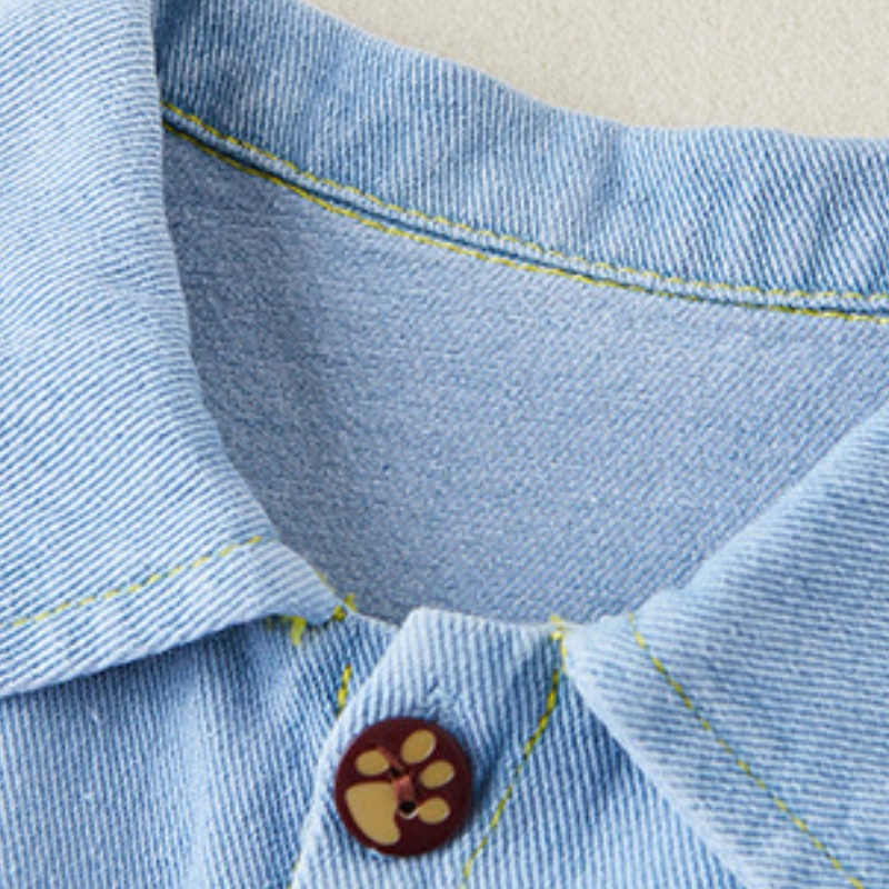 Baby Bear Print Denim Romper