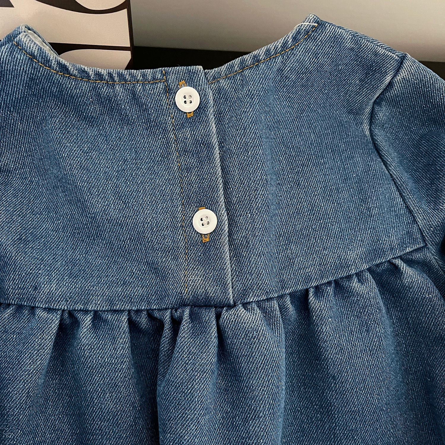 Toddler Kid Girl Floral Embroidered Denim Dress