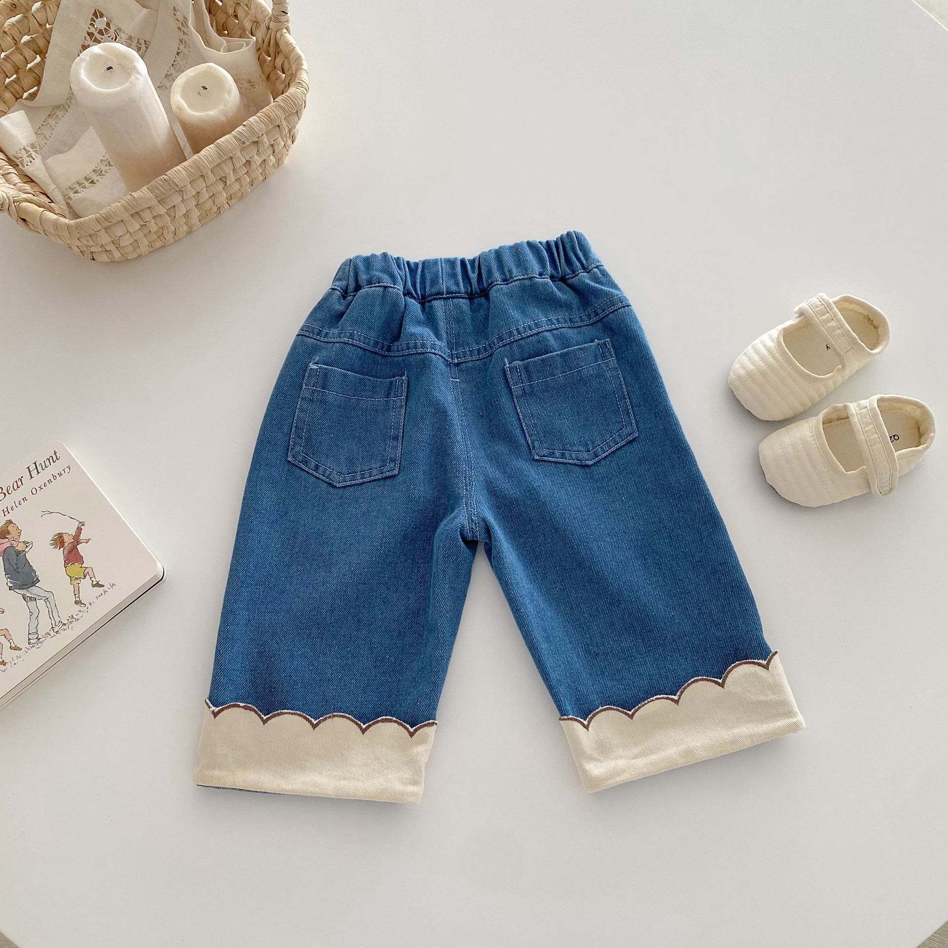Baby Toddler Flower Bear Denim Pants