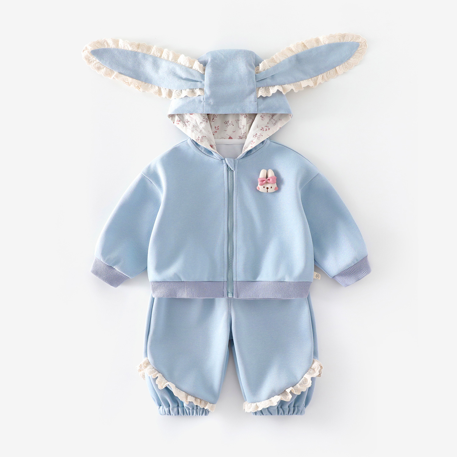 Baby Toddler Girl Rabbit Hooded 2-Piece  Sets