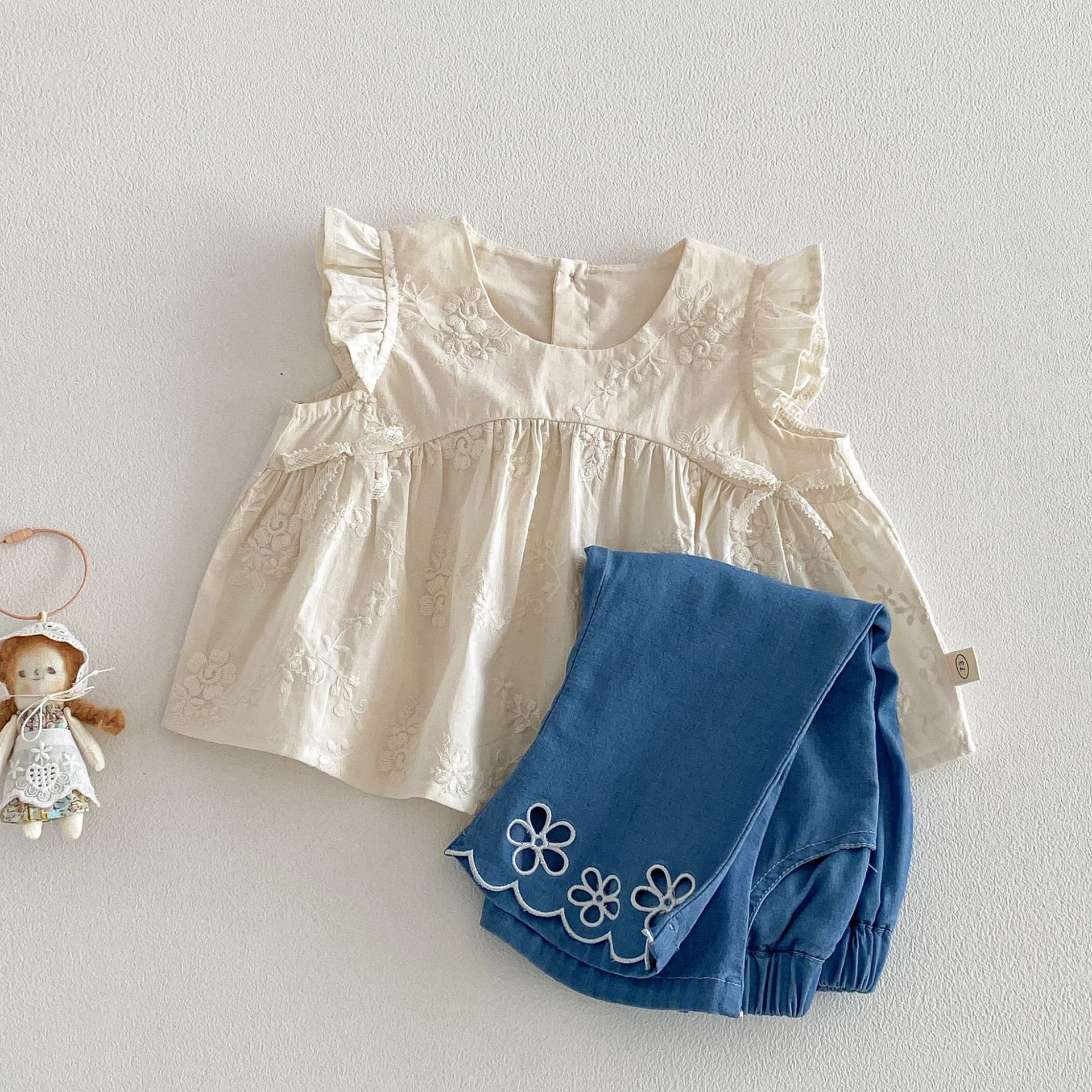 Toddler Girls Cotton Floral Lace Tank Top or Pants