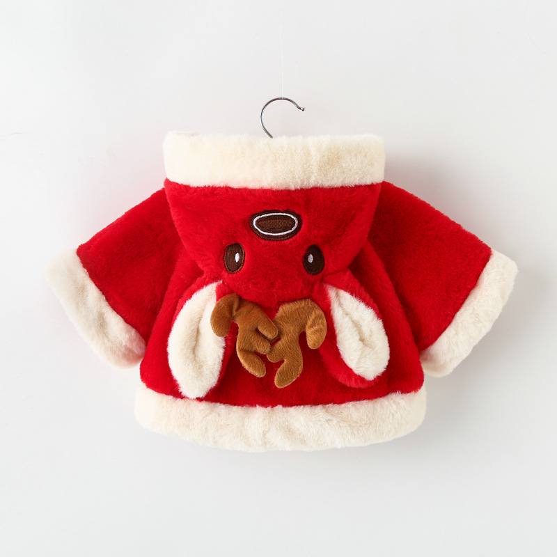 Baby Reindeer Fleece Hooded Warm Cape
