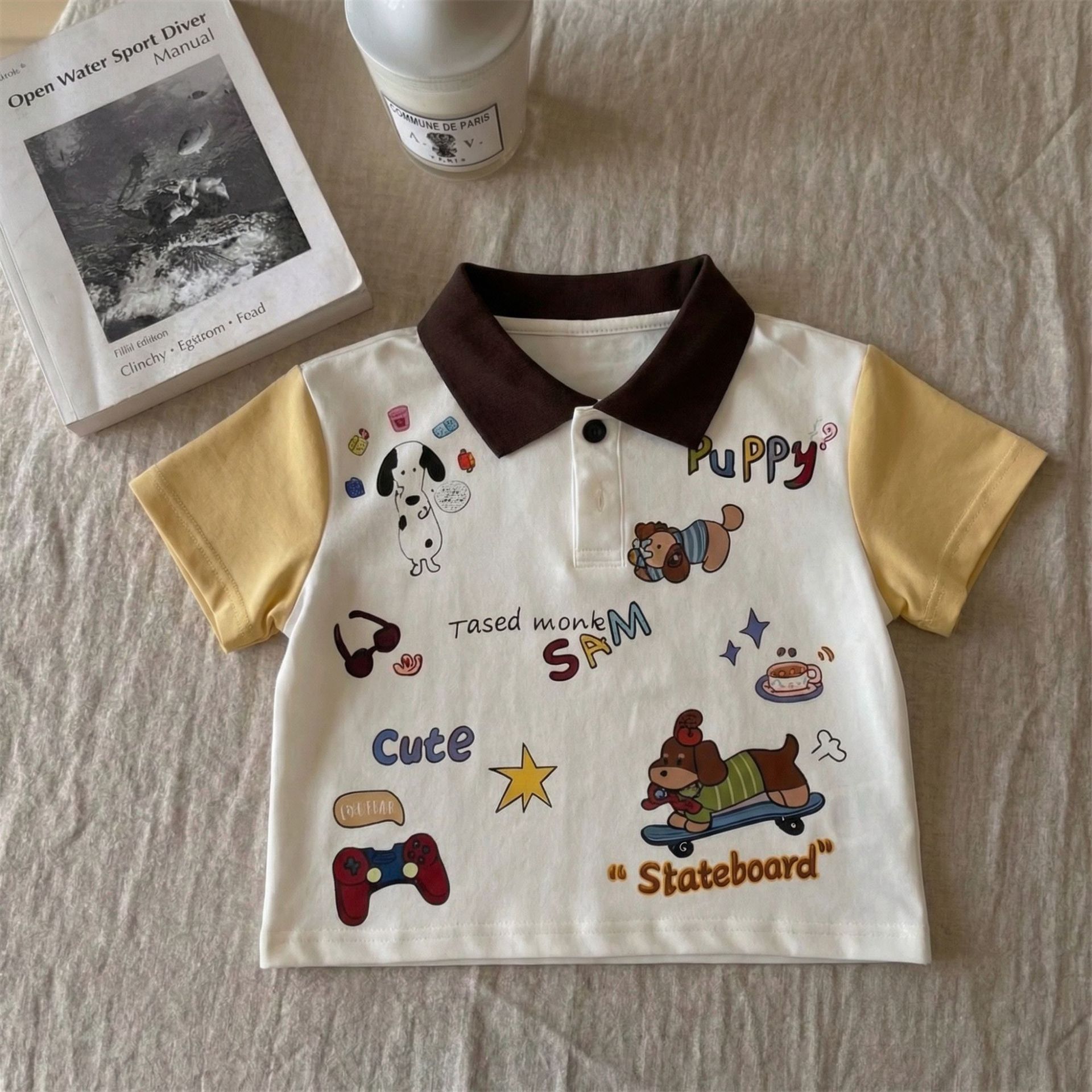 Baby& Kid Cartoon Print Dog Polo T-shirt