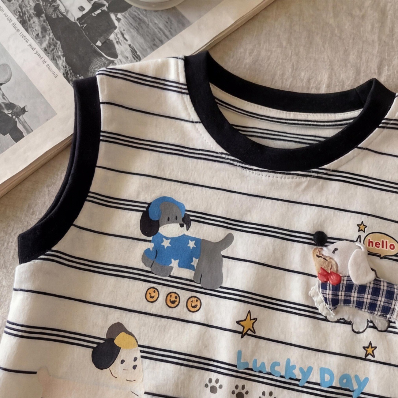 Baby& Kid Cartoon Dog Vest T-shirt