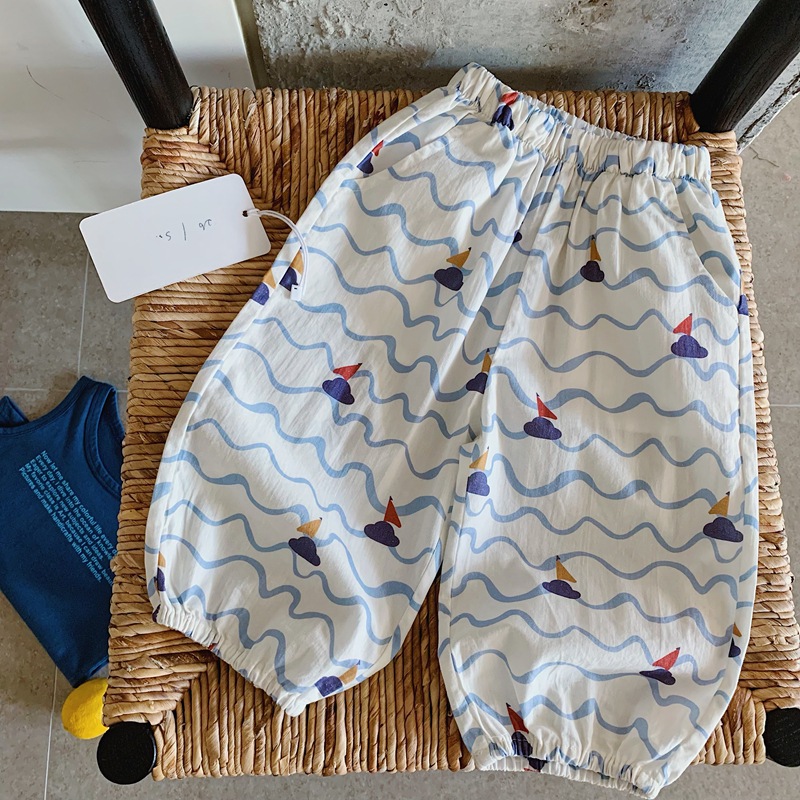 Kids Small Sailboat Wave Lantern Pants