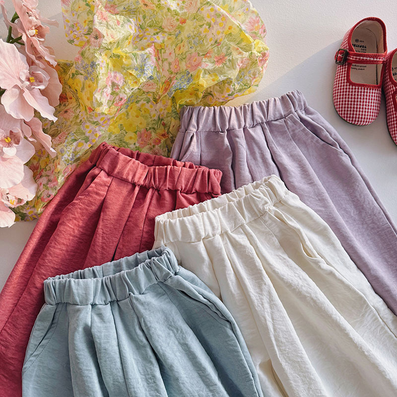 Kids Solid Color Wide Leg Pants