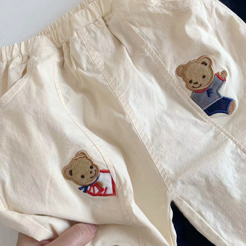 Kids Bear Dog Embroidery Shorts