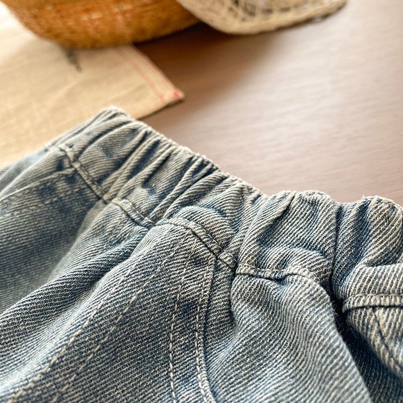 Kids Stripes Colorful Dots Dog Sweatshirt and Denim Pants
