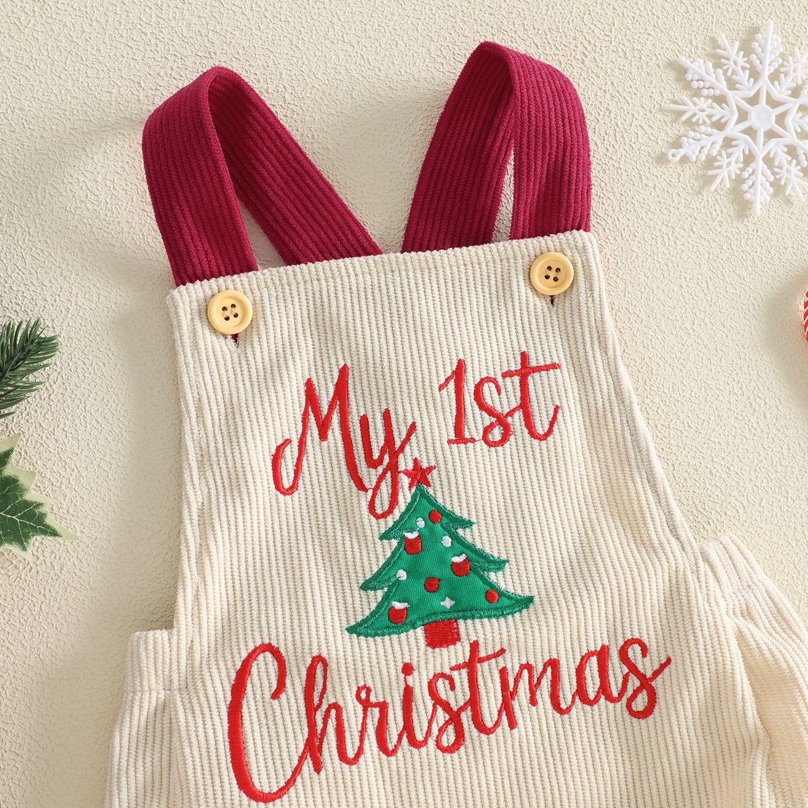 Baby Christmas Tree Embroidery Triangle Onesie
