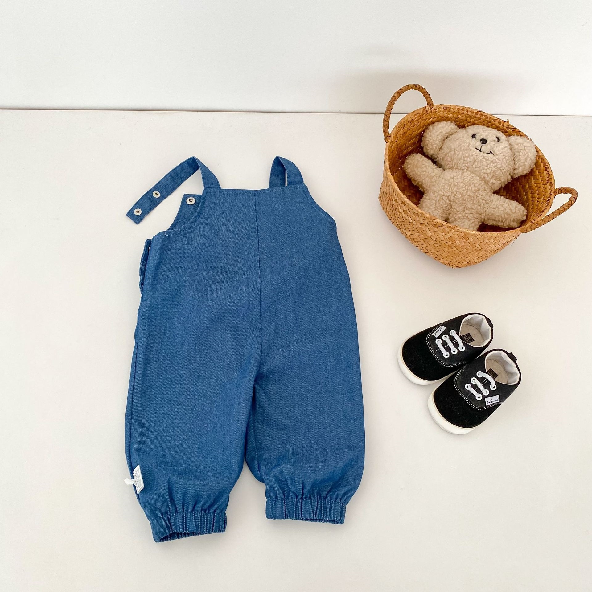 Baby Toddler Giraffe Embroidery Denim Overalls