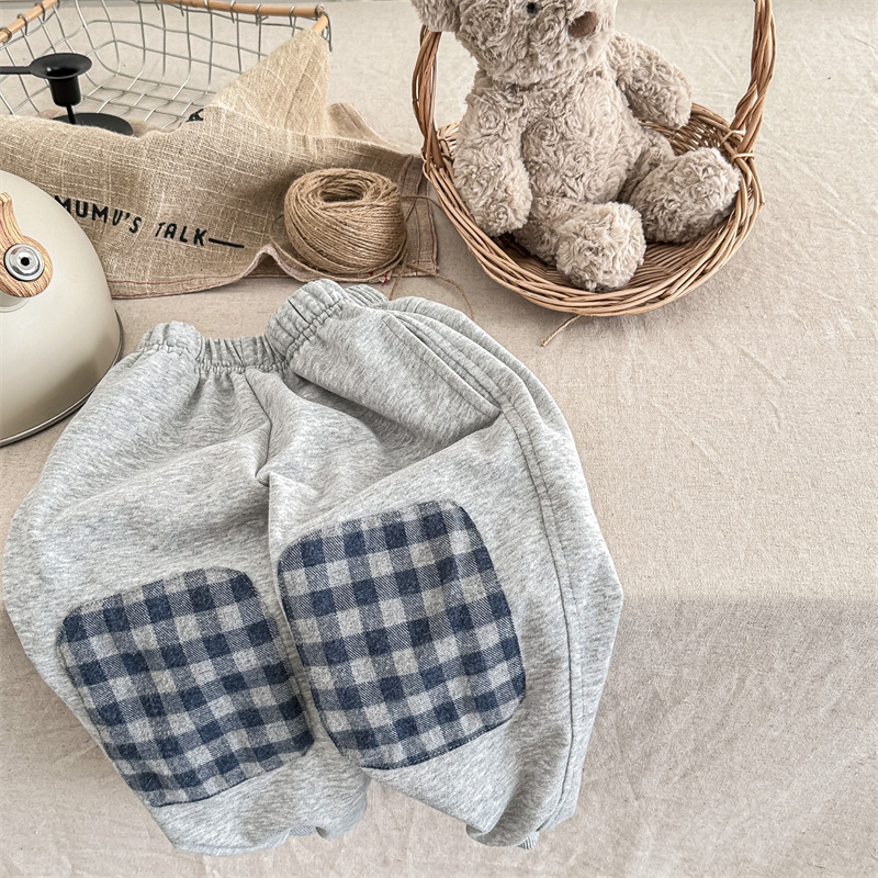 Kids Plaid Patchwork Pants