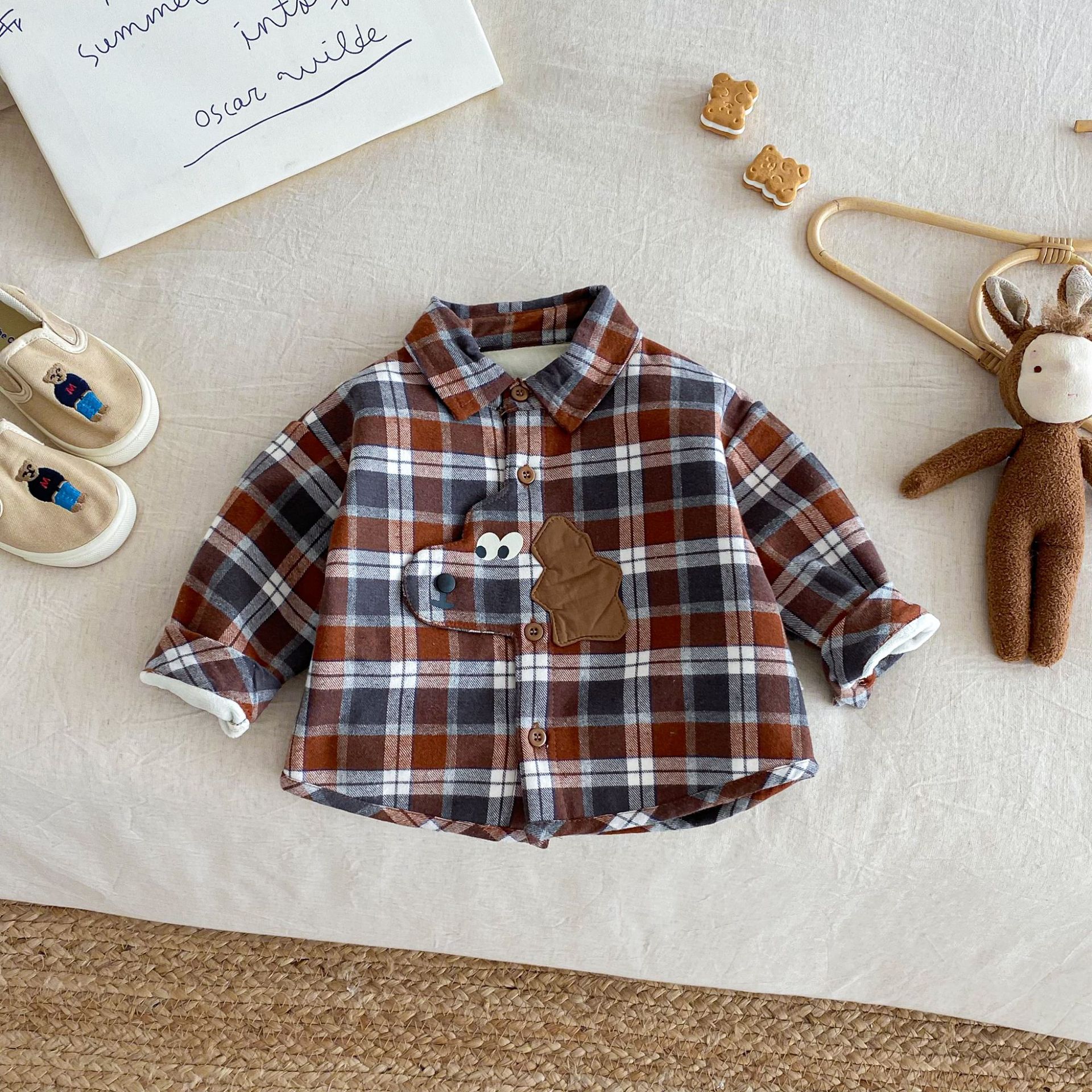 Baby & Kid Checkered Dog Fleece Outerwear